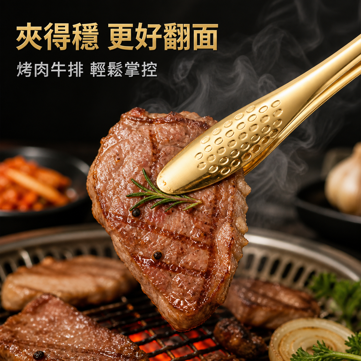 不鏽鋼韓式烤肉夾子｜廚房牛排食品夾｜自助料理小夾