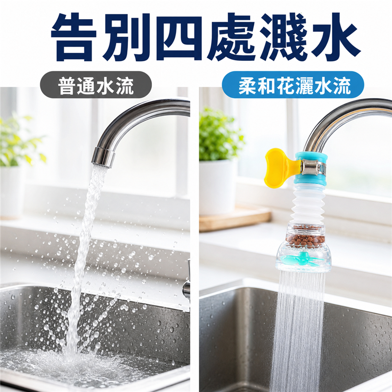 水龍頭防濺延伸器｜廚房花灑式出水嘴｜家用濾水接頭