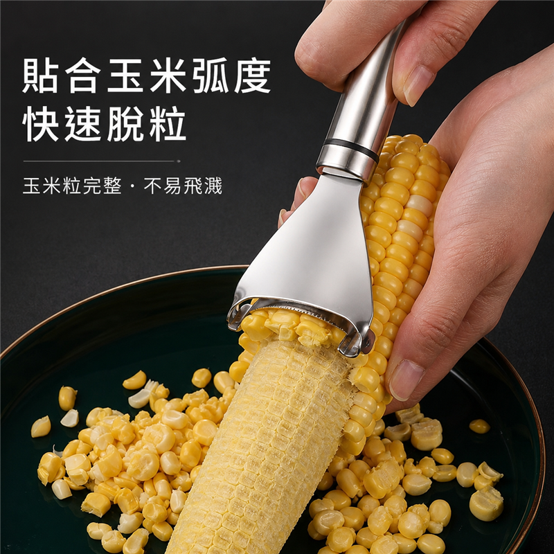 加厚不鏽鋼玉米刨｜家用手動鮮玉米剝離器｜廚房玉米脫粒工具