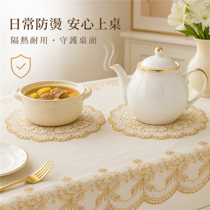 防水防油燙金餐枱布｜免洗長方形塑膠枱墊｜客廳茶几保護套