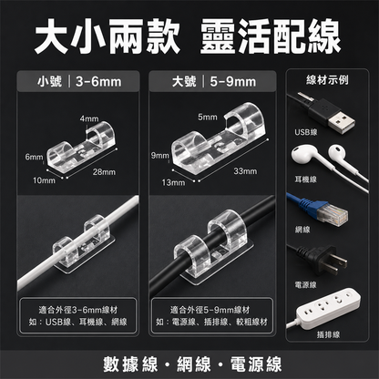免打孔自黏理線器｜電線數據線固定卡扣｜牆面網絡線收納夾