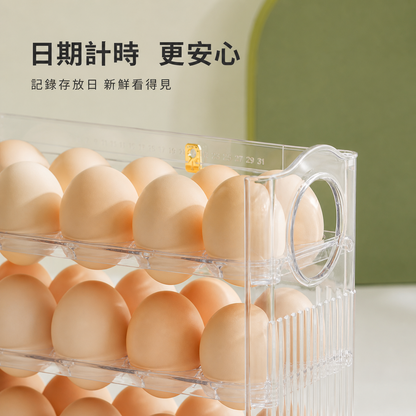 滾動式雞蛋收納盒｜多層斜口自動補位蛋架｜雪櫃側門雞蛋托