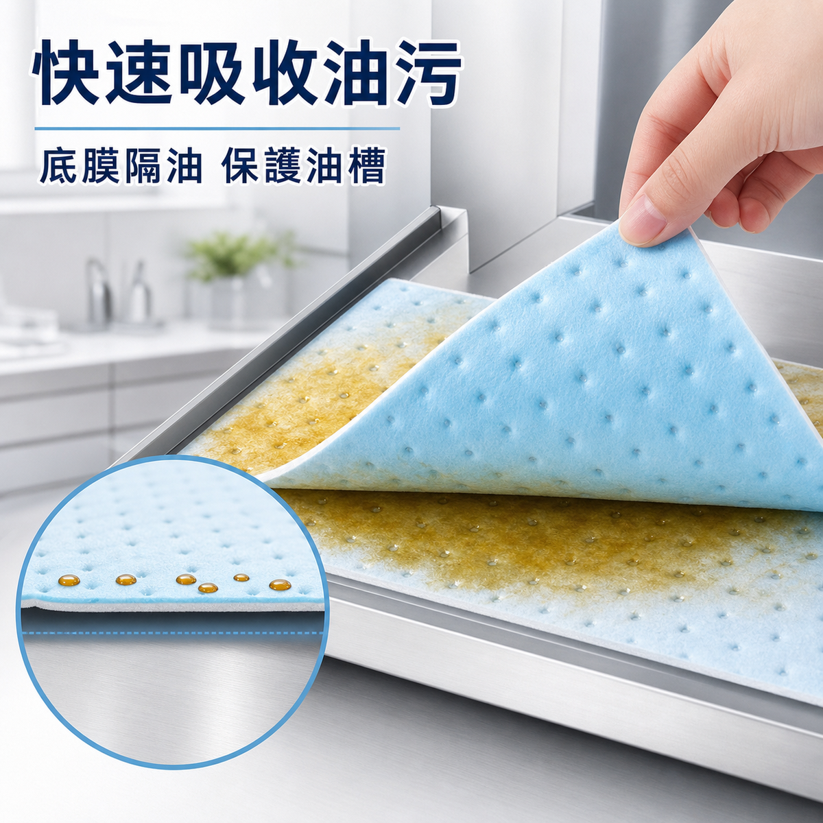 抽油煙機專用吸油棉條｜廚房防水防油貼紙｜接油槽藍膜清潔神器