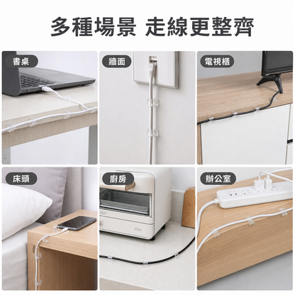 免打孔自黏理線器｜電線數據線固定卡扣｜牆面網絡線收納夾