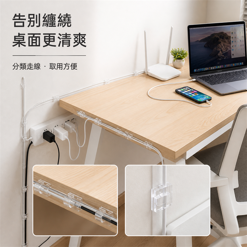 免打孔自黏理線器｜電線數據線固定卡扣｜牆面網絡線收納夾
