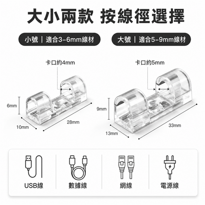 免打孔自黏理線器｜電線數據線固定卡扣｜牆面網絡線收納夾