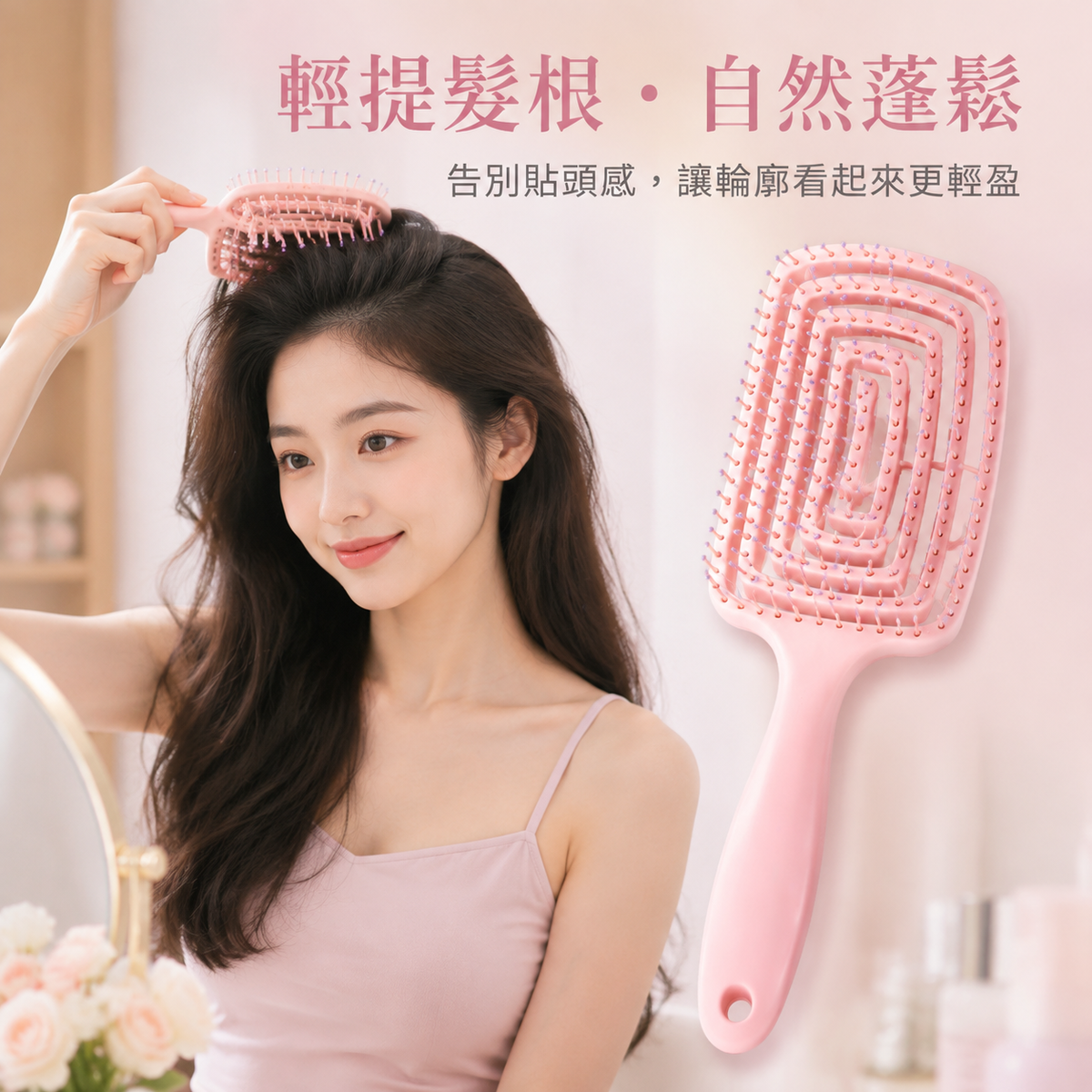 蓬鬆高顱頂造型氣墊梳