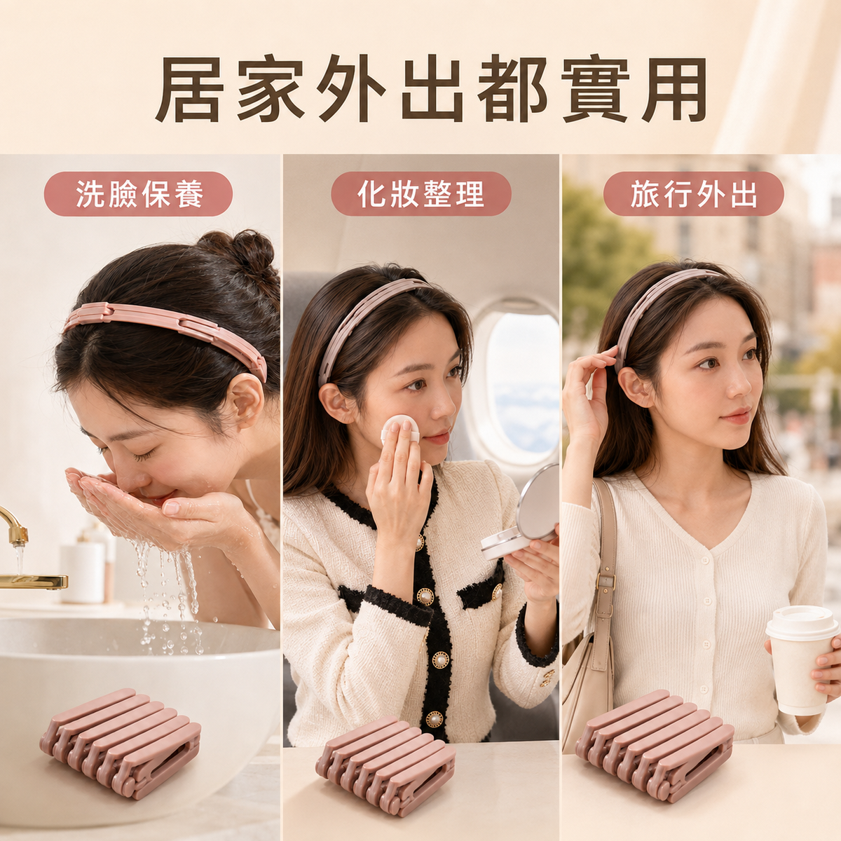 可折疊伸縮髮箍｜洗臉旅行防滑壓髮碎髮整理｜便攜頭箍女